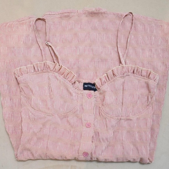 Chic Pink PrettyLittleThing Gingham Body Con Dress with Ruffle Detail - Picture 7 of 8